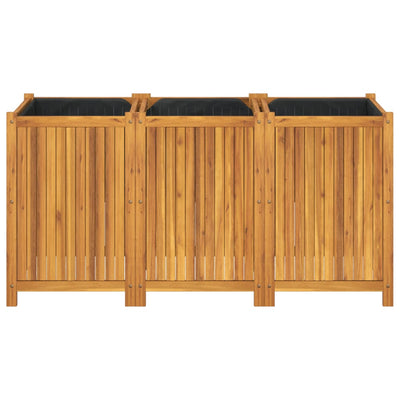 Ulkokukkalaatikko vuorella 150x50x75 cm täysi akasiapuu - Vuodevaatteet