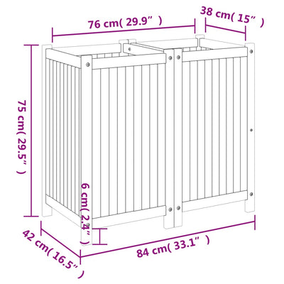 Ulkokukkalaatikko vuorella 84x42x75 cm täysi akasiapuu - Vuodevaatteet