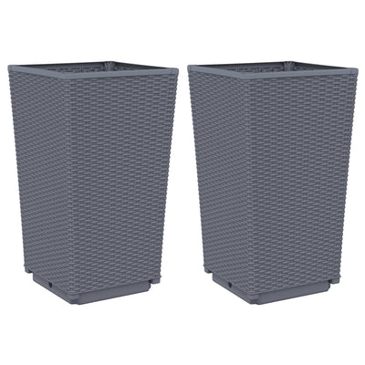 Ulkokukkalaatikot 2 kpl harmaa 32,5x32,5x57 cm PP - Vuodevaatteet