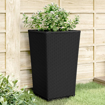 Ulkokukkalaatikot 2 kpl musta 32,5x32,5x57 cm PP - Vuodevaatteet