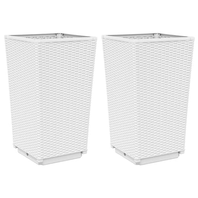 Ulkokukkalaatikot 2 kpl valkoinen 32,5x32,5x57 cm PP - Vuodevaatteet