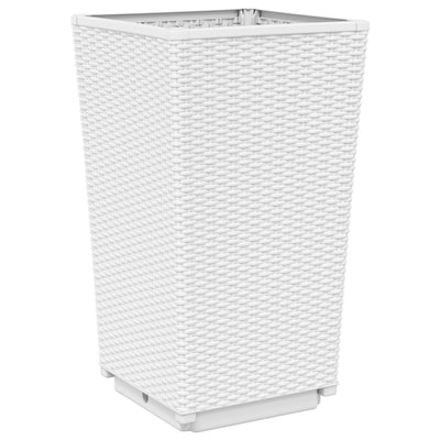 Ulkokukkalaatikot 2 kpl valkoinen 32,5x32,5x57 cm PP - Vuodevaatteet