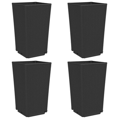 Ulkokukkalaatikot 4 kpl musta 32,5x32,5x57 cm PP - Vuodevaatteet
