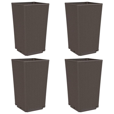 Ulkokukkalaatikot 4 kpl ruskea 32,5x32,5x57 cm PP - Vuodevaatteet