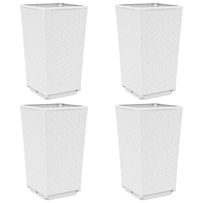 Ulkokukkalaatikot 4 kpl valkoinen 32,5x32,5x57 cm PP - Vuodevaatteet