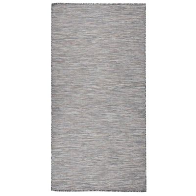 Ulkomatto Flatweave 100x200 cm ruskea ja sininen