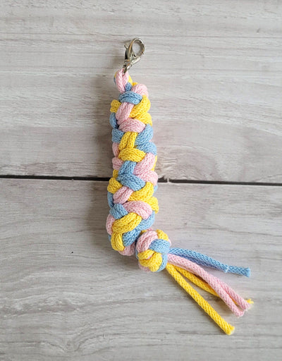 Keppihevosen riimunaru - twine cord - blau/hellrosa/gelb