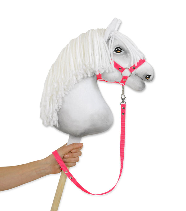 Super Hobby Horse - Keppihevosen ohjat nauhahihnasta neonpinkki