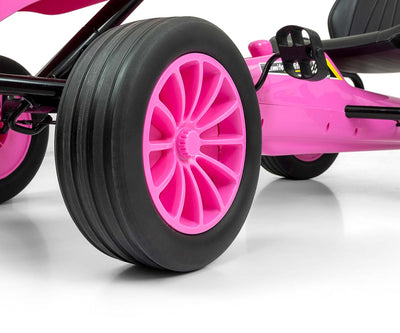 Vaaleanpunainen Karting lasten polkuauto - Rocket - Vuodevaatteet.fi