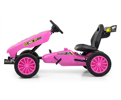 Vaaleanpunainen Karting lasten polkuauto - Rocket - Vuodevaatteet.fi