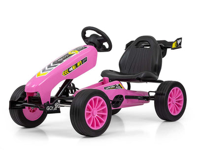 Vaaleanpunainen Karting lasten polkuauto - Rocket - Vuodevaatteet.fi