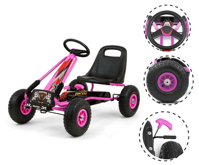 Vaaleanpunainen Karting lasten polkuauto - Thor - Vuodevaatteet.fi