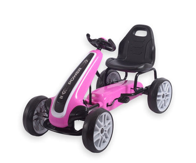 Vaaleanpunainen Karting polkuauto lapselle - Power - Vuodevaatteet.fi