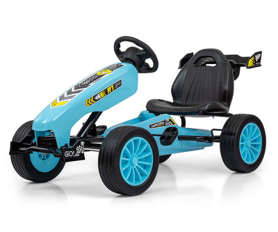 Vaaleansininen Karting lasten polkuauto - Rocket - Vuodevaatteet.fi