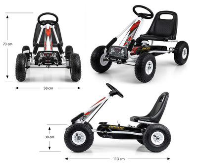 Valkoinen Karting polkuauto lapselle - Thor - Vuodevaatteet.fi