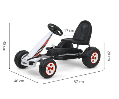 Valkoinen Karting polkuauto lapselle - Viper - Vuodevaatteet.fi