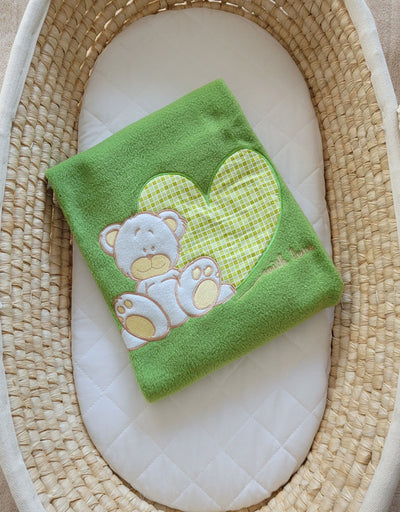 Fleece Viltti Vauvalle - Teddy Bear With Heart Green