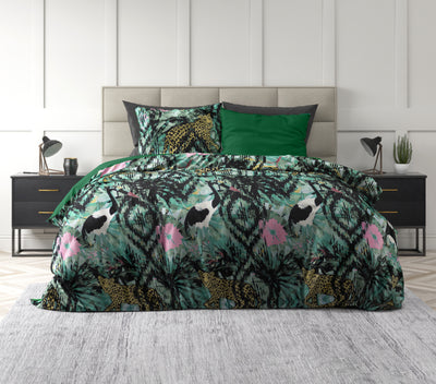 Vihreä sametti pussilakanasetti Velvet Botanical forest