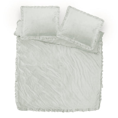 Valkoinen sametti pussilakanasetti Velvet Ruffles