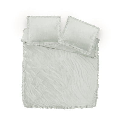 Valkoinen sametti pussilakanasetti Velvet Ruffles