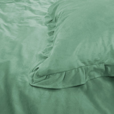 Vihreä sametti pussilakanasetti Velvet Ruffles