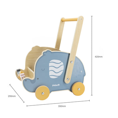 Viga 44031 Polarb 2-in-1 pchacz-wozeczek -lelusta löytyy hauska elefanttikuvio.