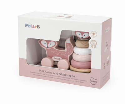 Viga 44228 -puinen vetolelu ja pinoamispalikat.