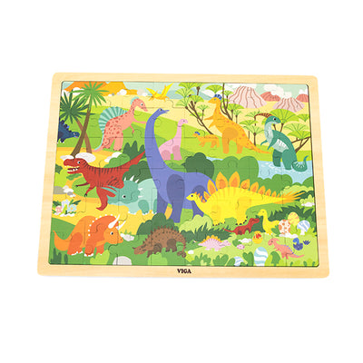 Puzzlessa on 48 palaa ja se esittää erilaisia dinosauruksia.