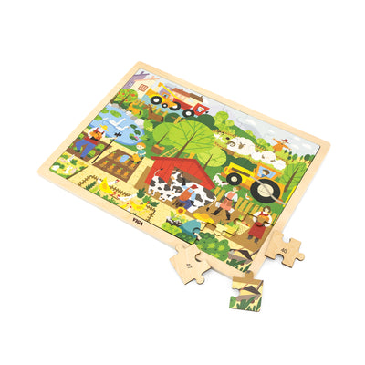 Puzzlen kuva, jossa on 48 palaa ja maatilateema.
