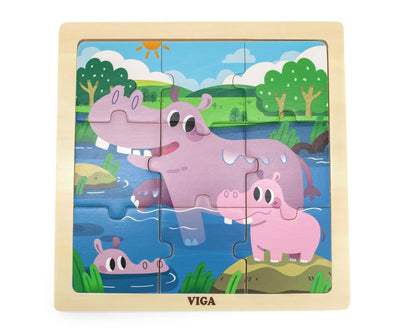 Pehmeä ja värikäs hippos-palapeli 9 palalla.