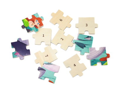 Puzzle-tuote, jossa on 24 palaa ja meriteema.