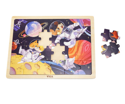 Puzzle-tuote 24 palaa, jossa avaruusaiheinen kuva ja pohja.