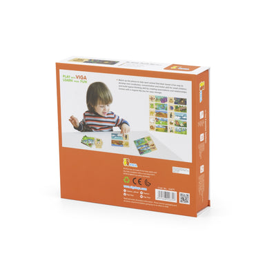 Viga 44675 puinen palapeli "Moj Dom" - Wooden puzzle - 12 palaa - Kuvassa on puinen palapeli, jossa on 12 palaa ja kuva talosta ja sen ympäristöstä.