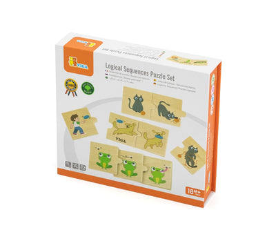 Puzzlesetti, jossa on luontoon ja eläimiin liittyviä loogisia sekvenssejä.