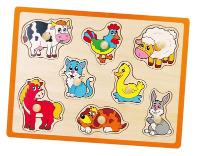 Viga 50017 Flat Puzzle -maatilan eläimet -pulmapeli. Pulmapelissä on erilaisia maatilan eläimiä, kuten lehmä, possu ja kana. Pulmapelin palat ovat tasaisia ja helppoja asetella paikoilleen.