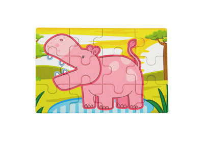 Puzzlesetti, joka sisältää erilaisia safari-teemaisia palapelejä.