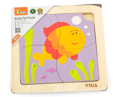 Viga 50144 Handy Flat -pulmapeli kalakuvioisella puupalikalla.