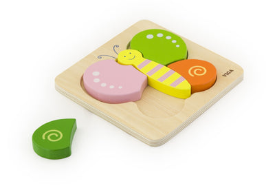 Viga 50170 Handy Block Puzzle -perhospalapeli. Palapelin kuvioina erilaisia perhosia eri väreissä.