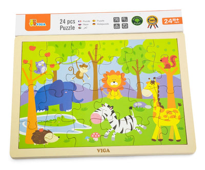 Puzzlen kuvassa on 24 palaa ja se esittää safariteemaa. Palapeli sisältää erilaisia eläimiä, kuten seepran, norsun ja leijonan.