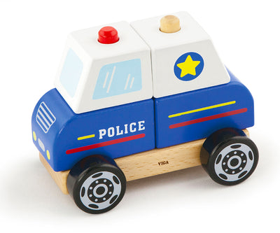 Punainen poliisiauto rakennussarjassa.