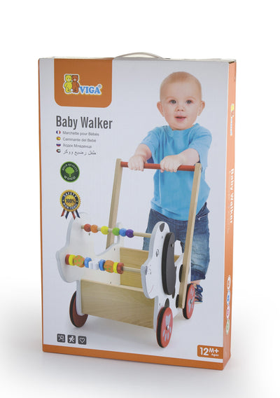 Harmaa nukkien vaunut, joissa on kuvioitu koirakuvio. Vaunuissa on pyörät ja kahva, ja ne on suunniteltu nukkien kuljettamiseen.