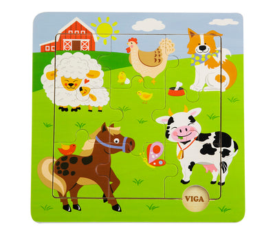Puzzles Farm Animals -palapeli, jossa maatilan eläimiä kuvattuina.