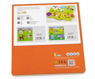 Puzzles Wild Animals -pulmapeli, jossa villieläinten kuvia eri paloissa.