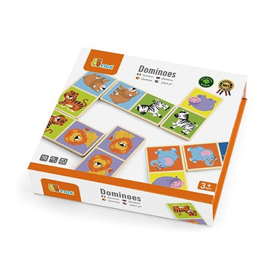 Viga 51307 Domino Wild Animal -peli, jossa eläinkuvioituja dominopaloja.