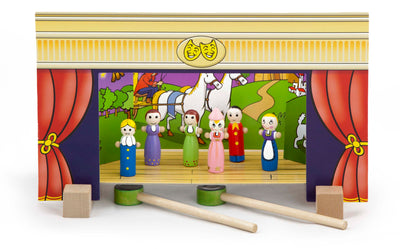 Viga 56005 Magnetic Theatre -magneettiteatteri, jossa on erilaisia hahmoja ja rekvisiittaa.