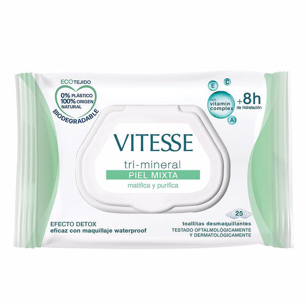 Vitesse Tri-mineral piel mixta puhdistuspyyhkeet 25 kpl | Vuodevaatteet.fi