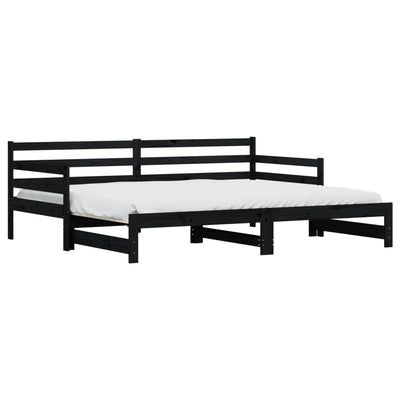 Vuodesohva rullilla musta 80x200 cm täysi mänty