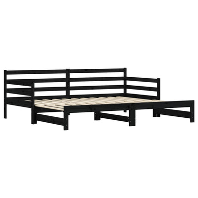 Vuodesohva rullilla musta 80x200 cm täysi mänty