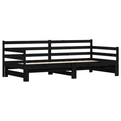Vuodesohva rullilla musta 80x200 cm täysi mänty