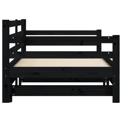 Vuodesohva rullilla musta 80x200 cm täysi mänty